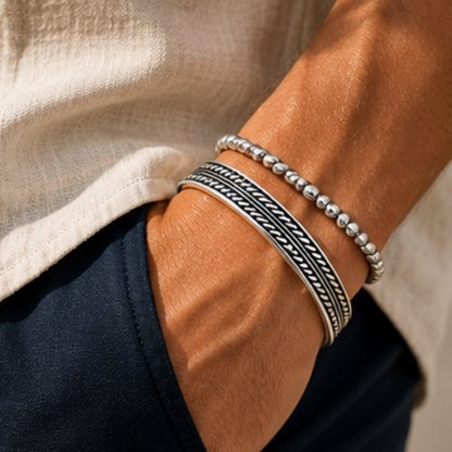 Costa Silver Bracelet | Men's Minimalist Silver Bracelet | Solbaha