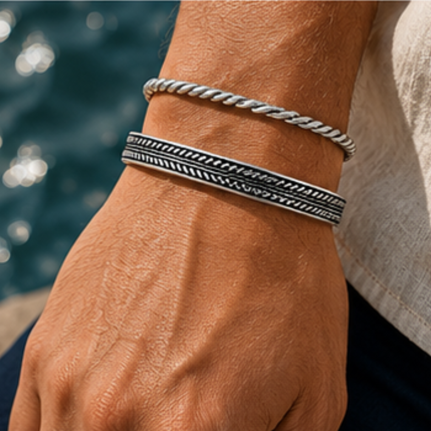 Costa Silver Bracelet | Men's Minimalist Silver Bracelet | Solbaha